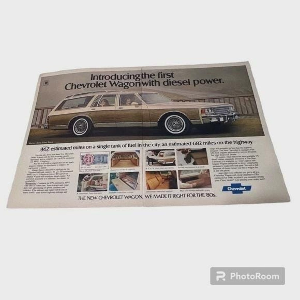 1980 Chevy Diesel Power Wagon Double Page‎ Original Vintage Print Ad